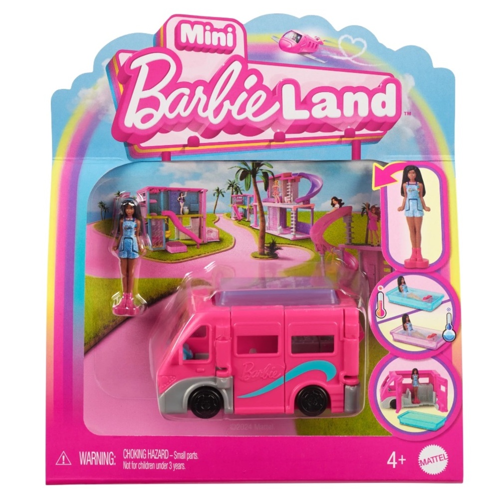 Barbie Mini BarbieLand Doll & Toy Vehicle Set 1.5-inch Barbie Doll & DreamCamper